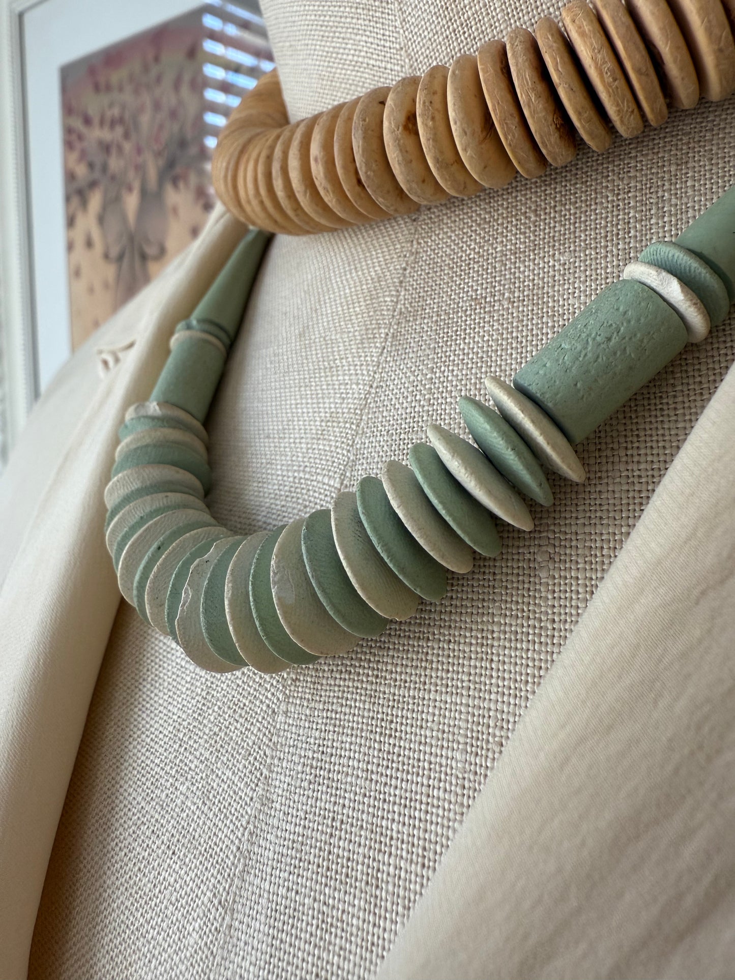 Painted wooden necklace