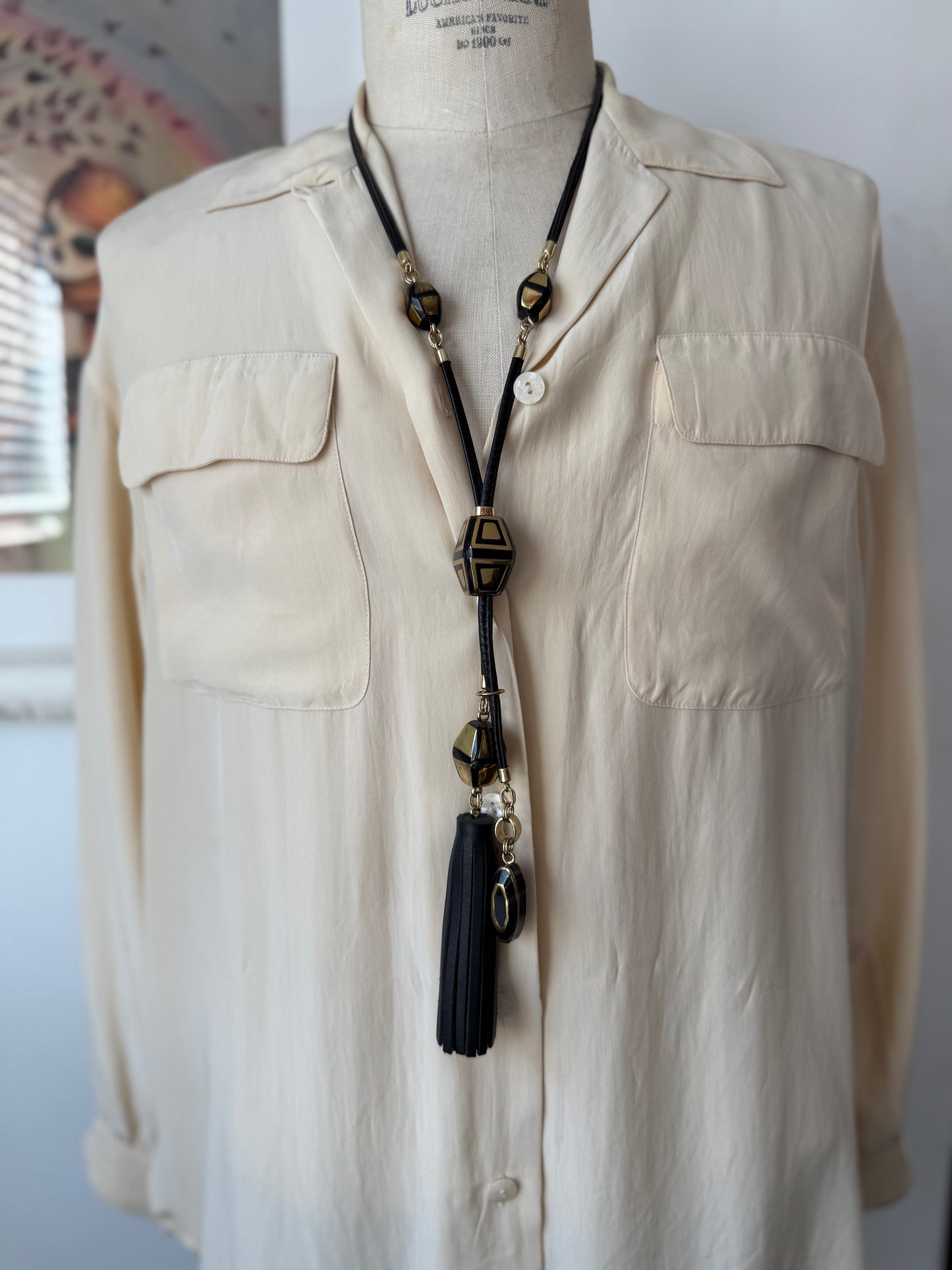 Leather tassle necklace
