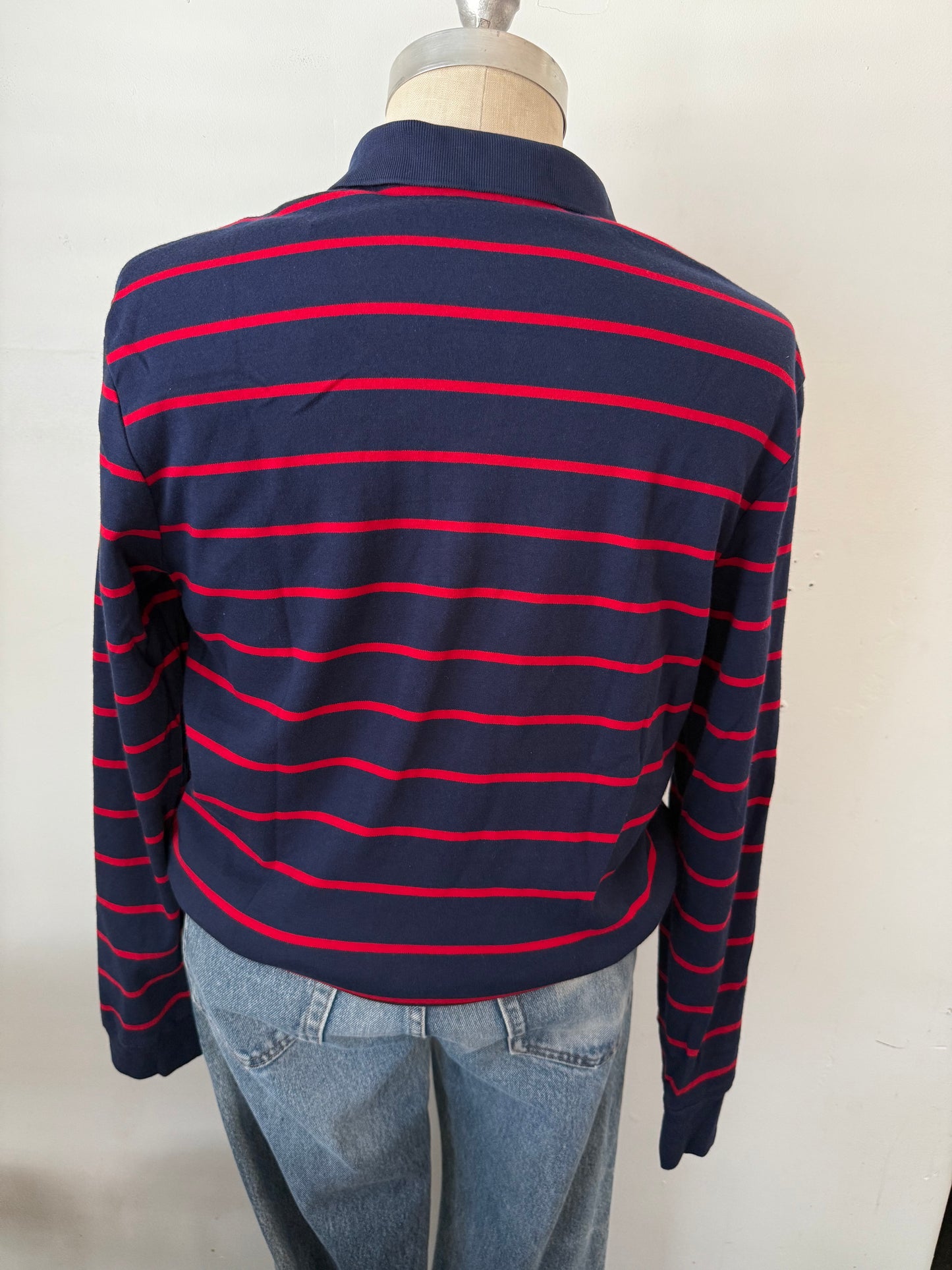 Polo RL - blue & red stripe long sleeve