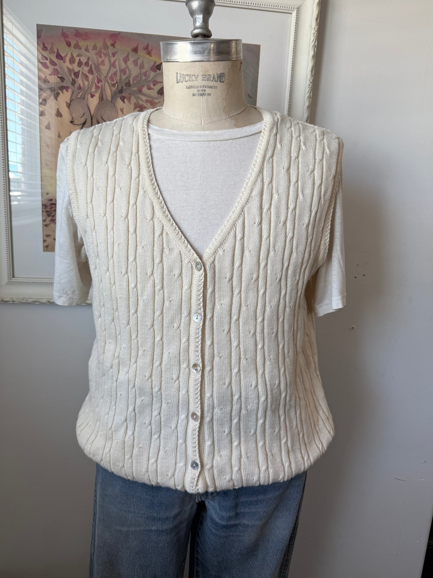 Cable knit vest