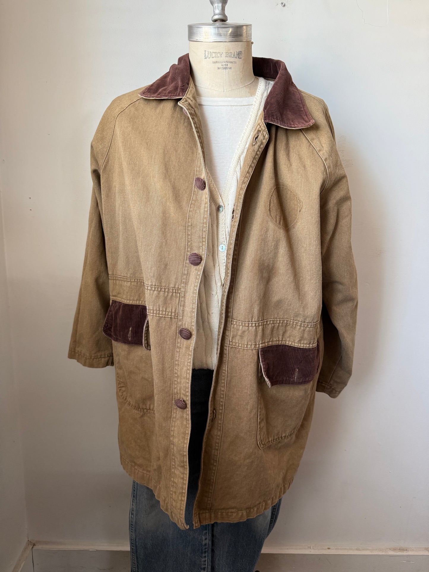 Barn Coat with corduroy details.