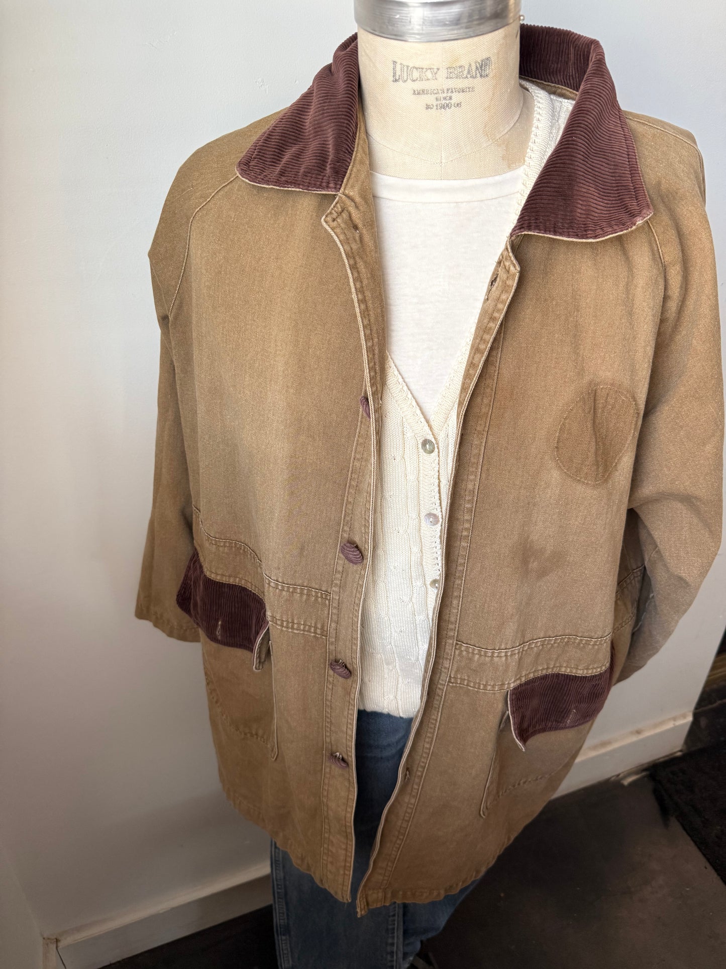 Barn Coat with corduroy details.