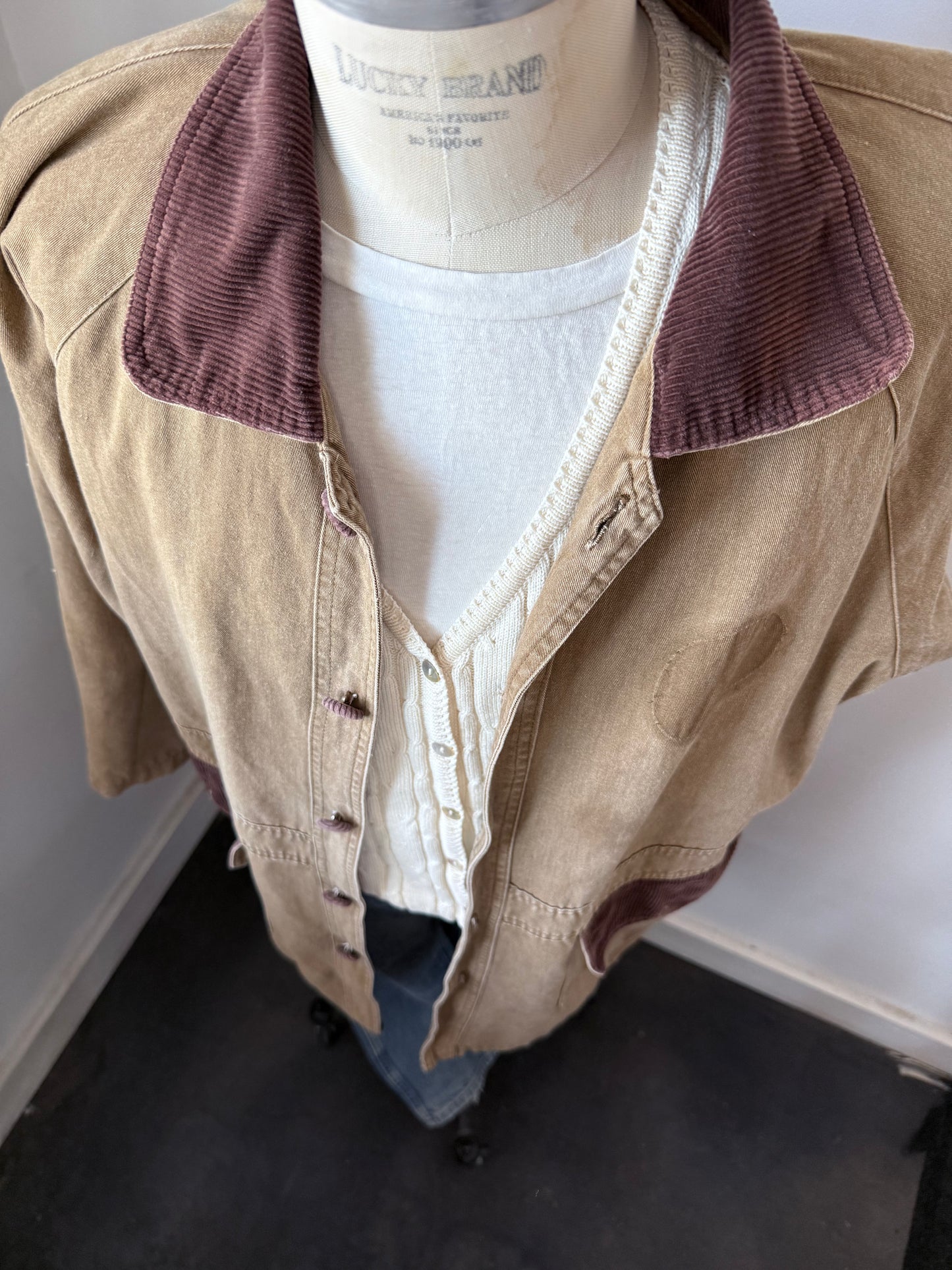 Barn Coat with corduroy details.