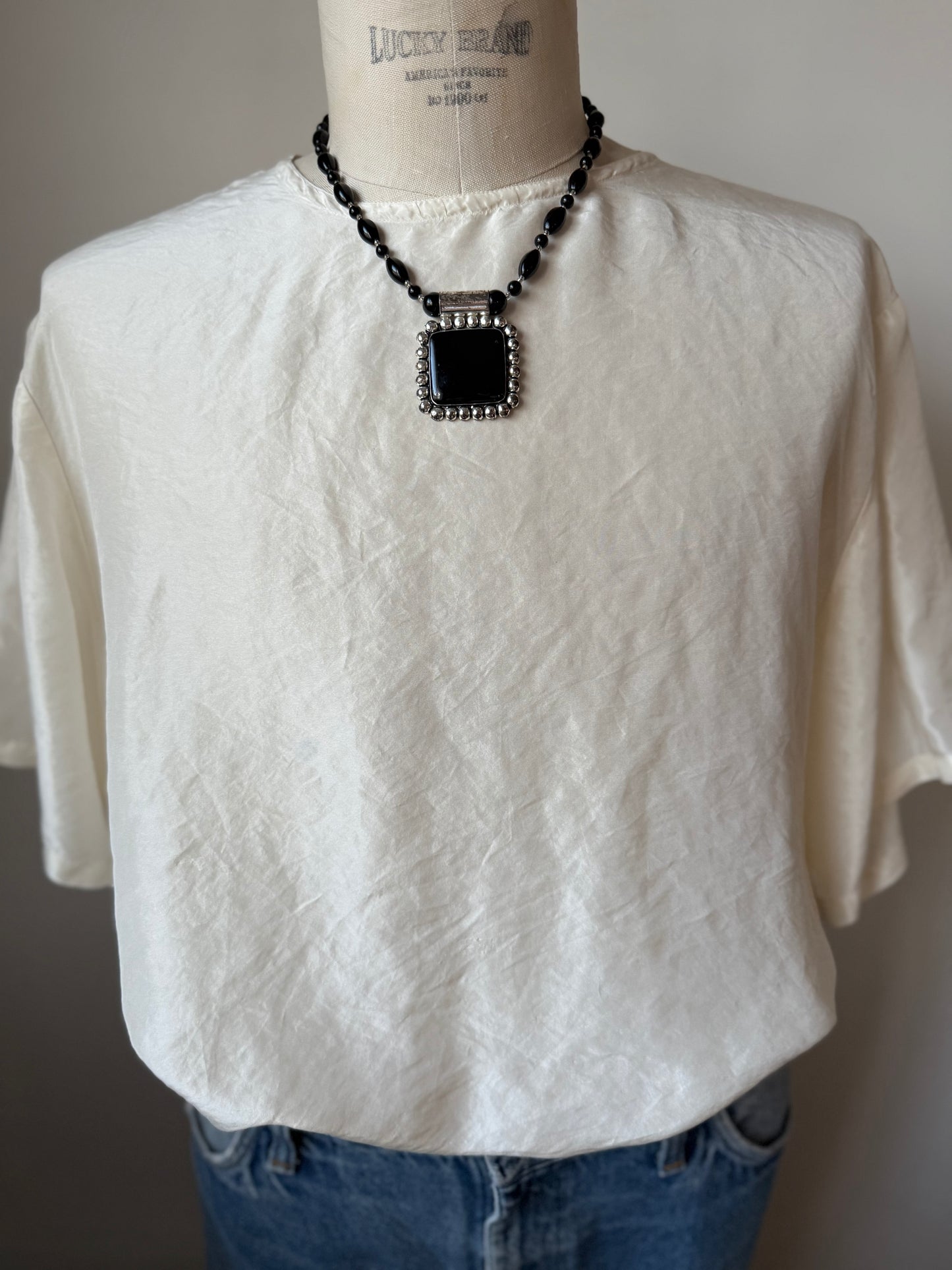 Black square necklace