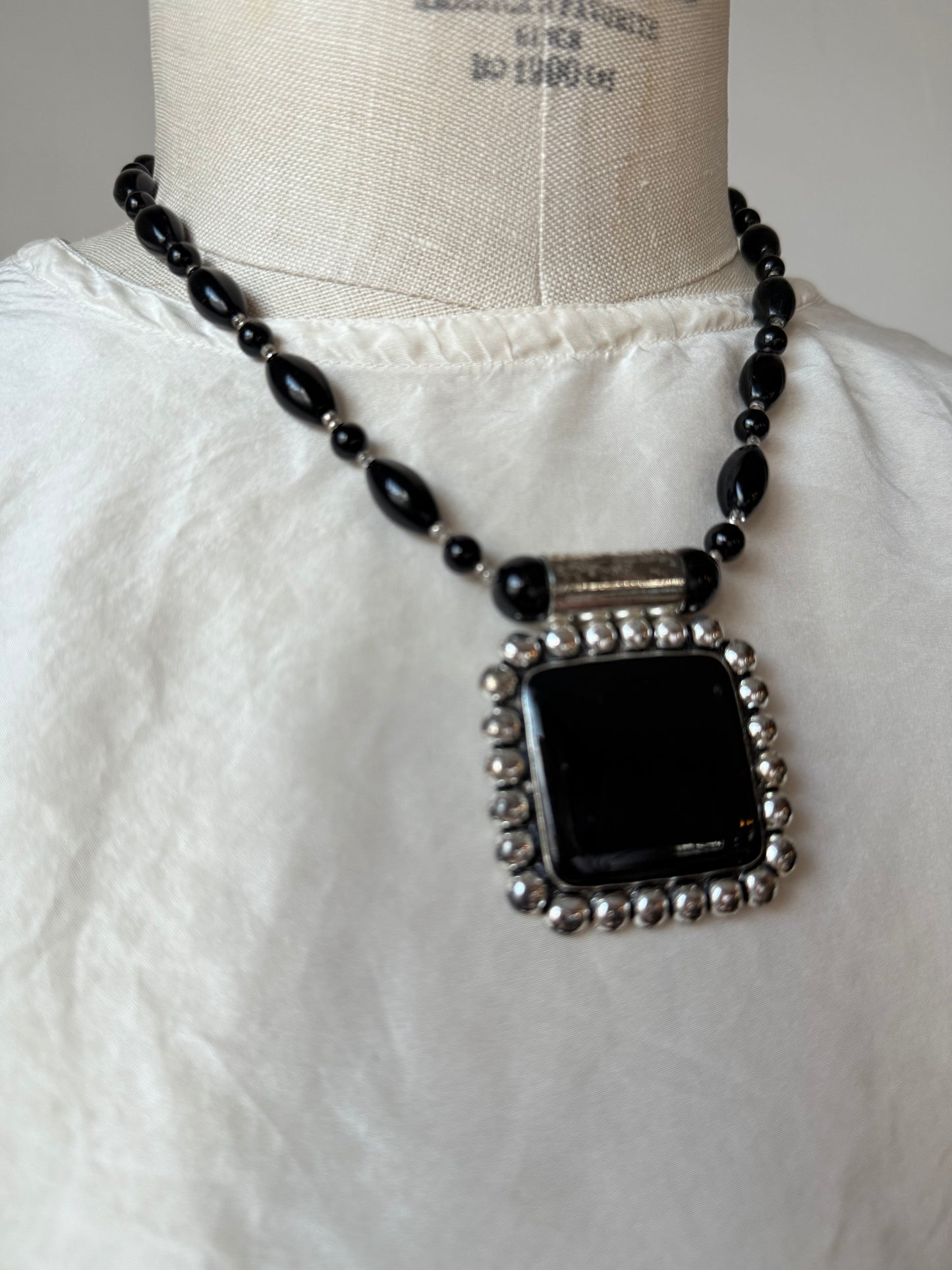 Black square necklace
