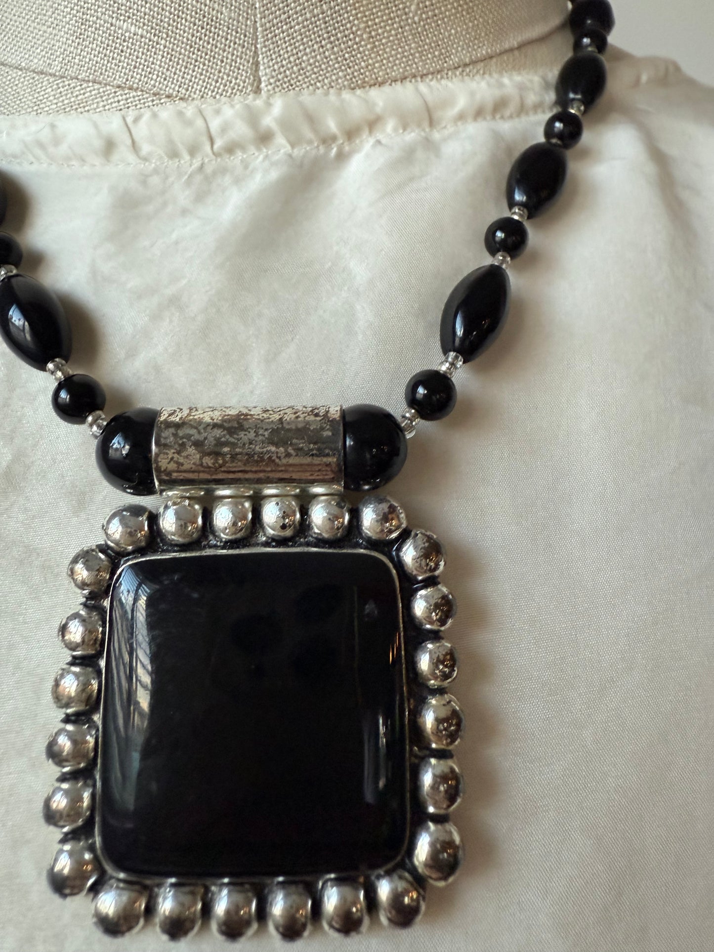 Black square necklace