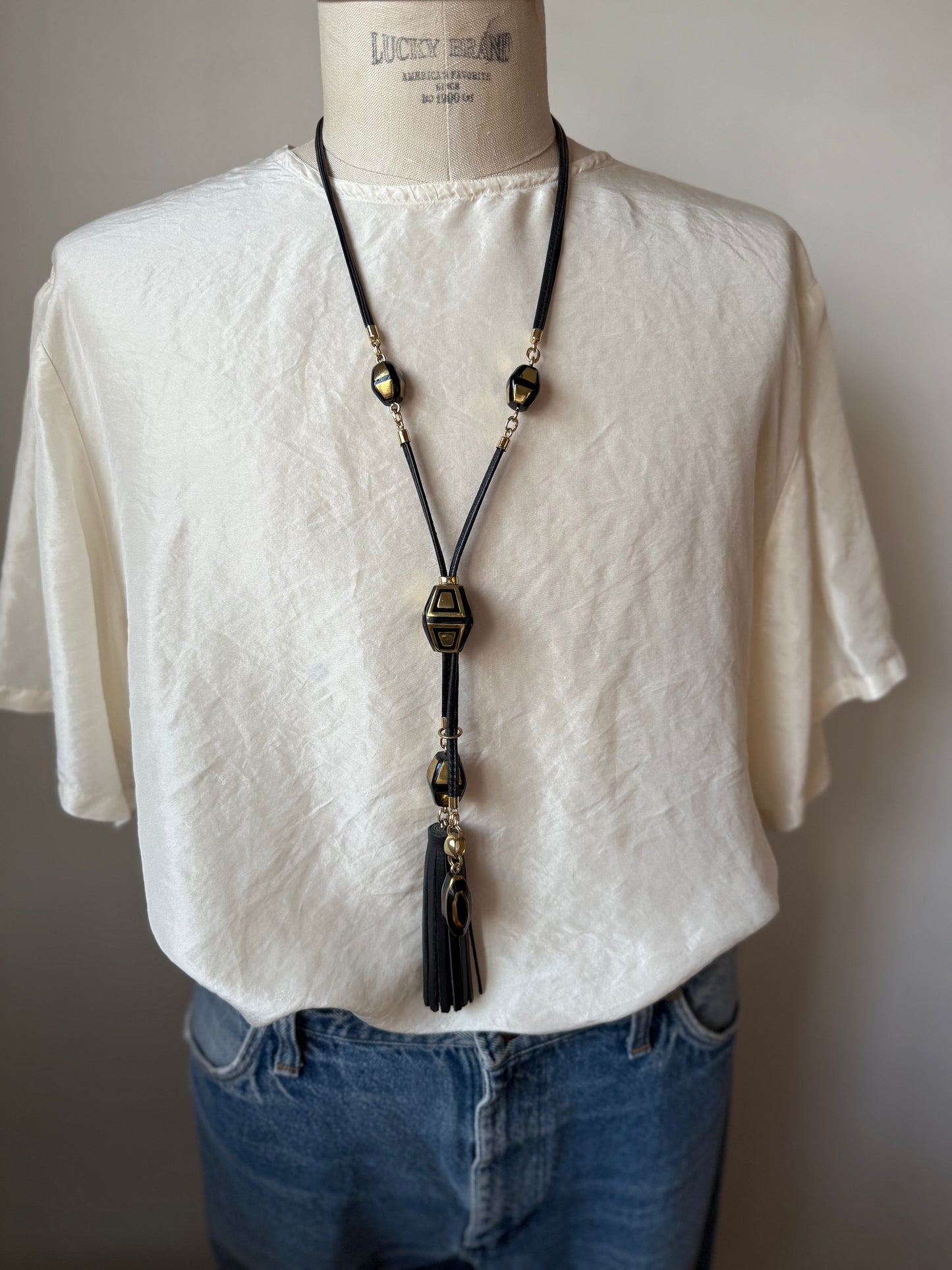 Leather tassle necklace