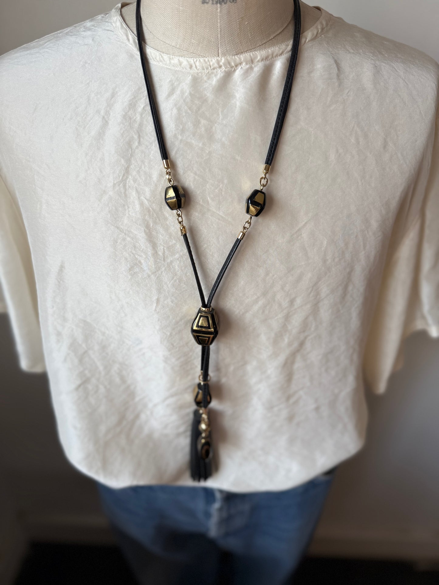 Leather tassle necklace