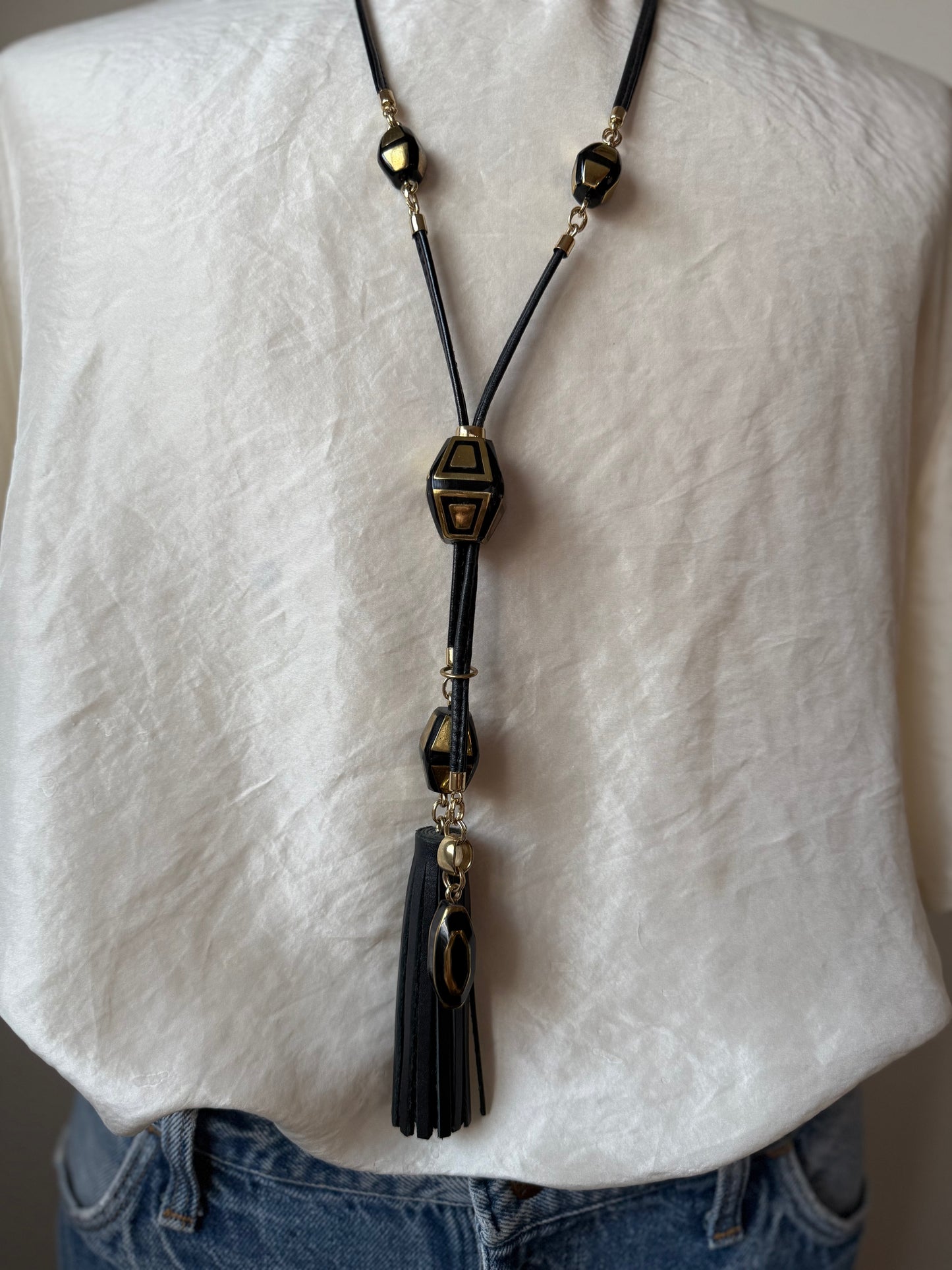 Leather tassle necklace