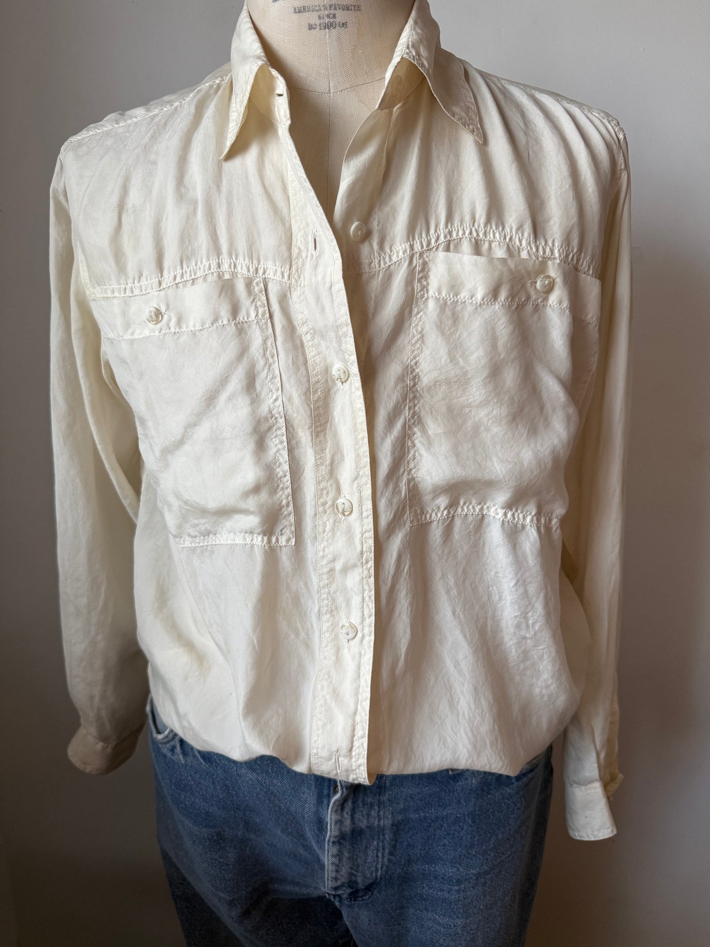 Big Pocket Silk Blouse