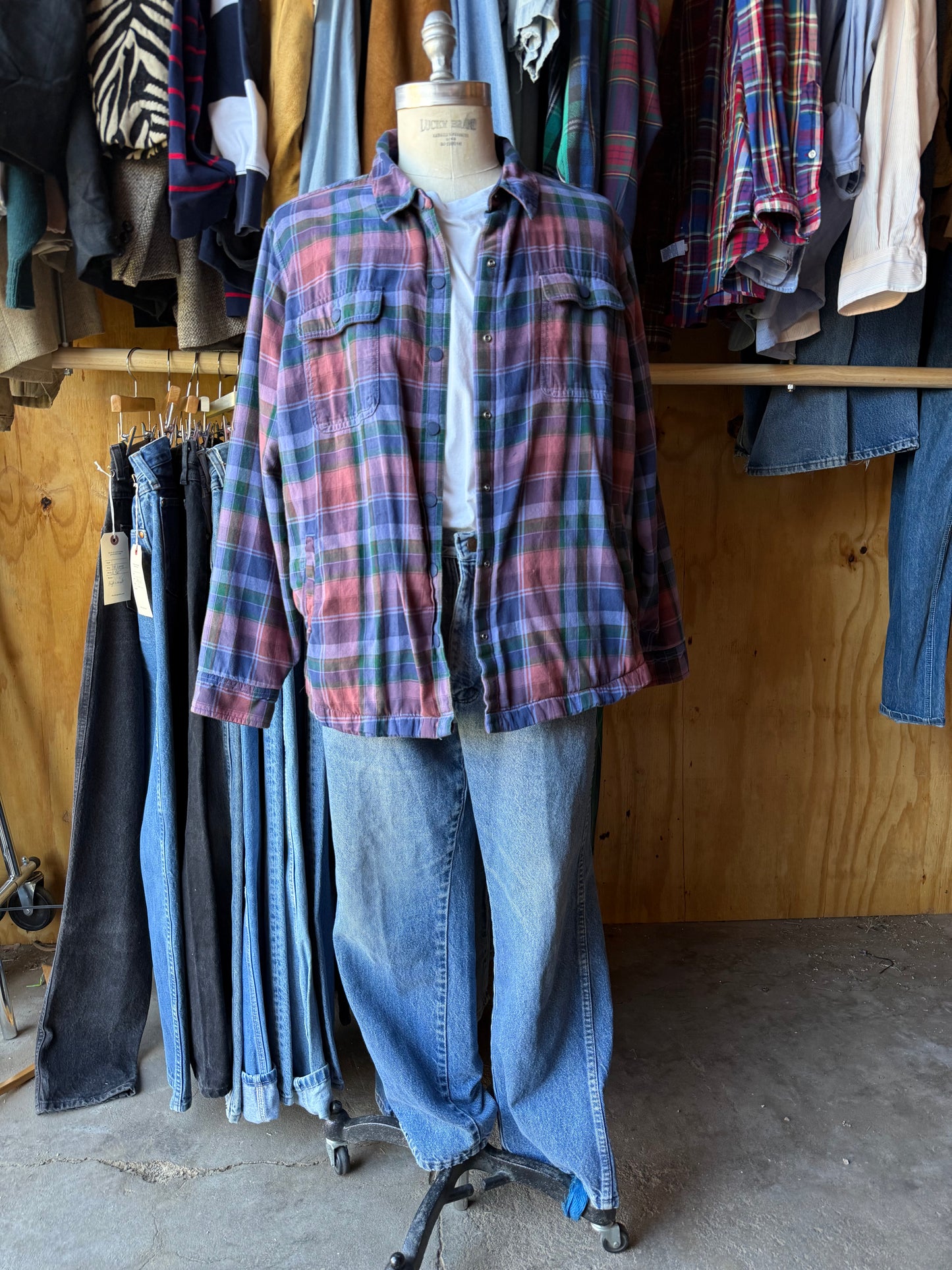LL Bean flannel lined plaid shirt