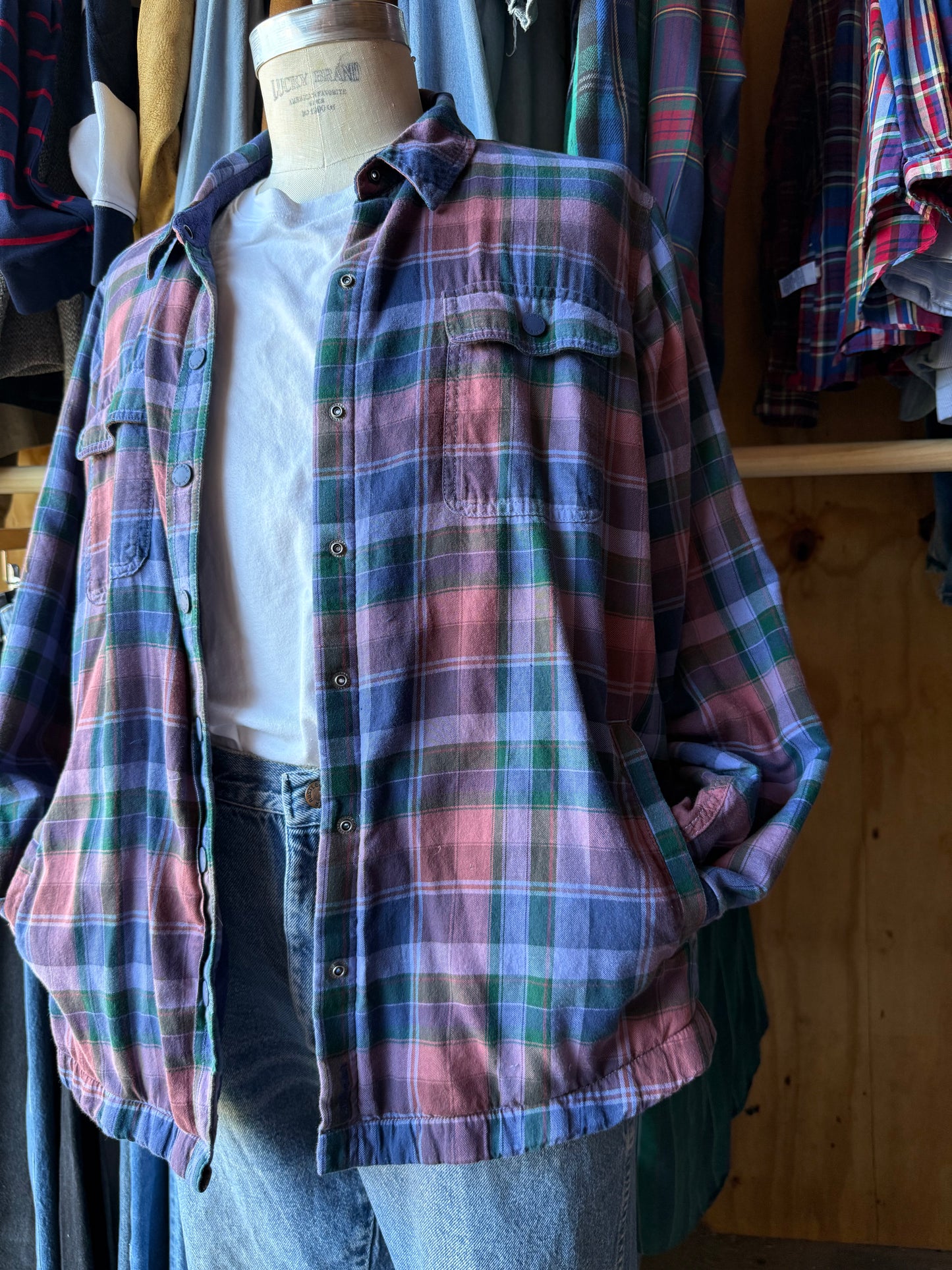LL Bean flannel lined plaid shirt