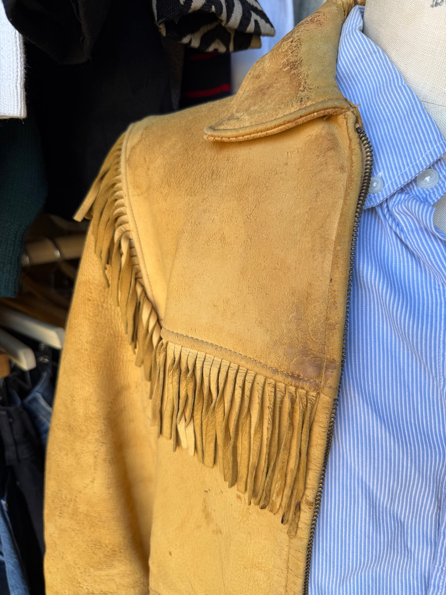 Vintage, leather tassle jacket