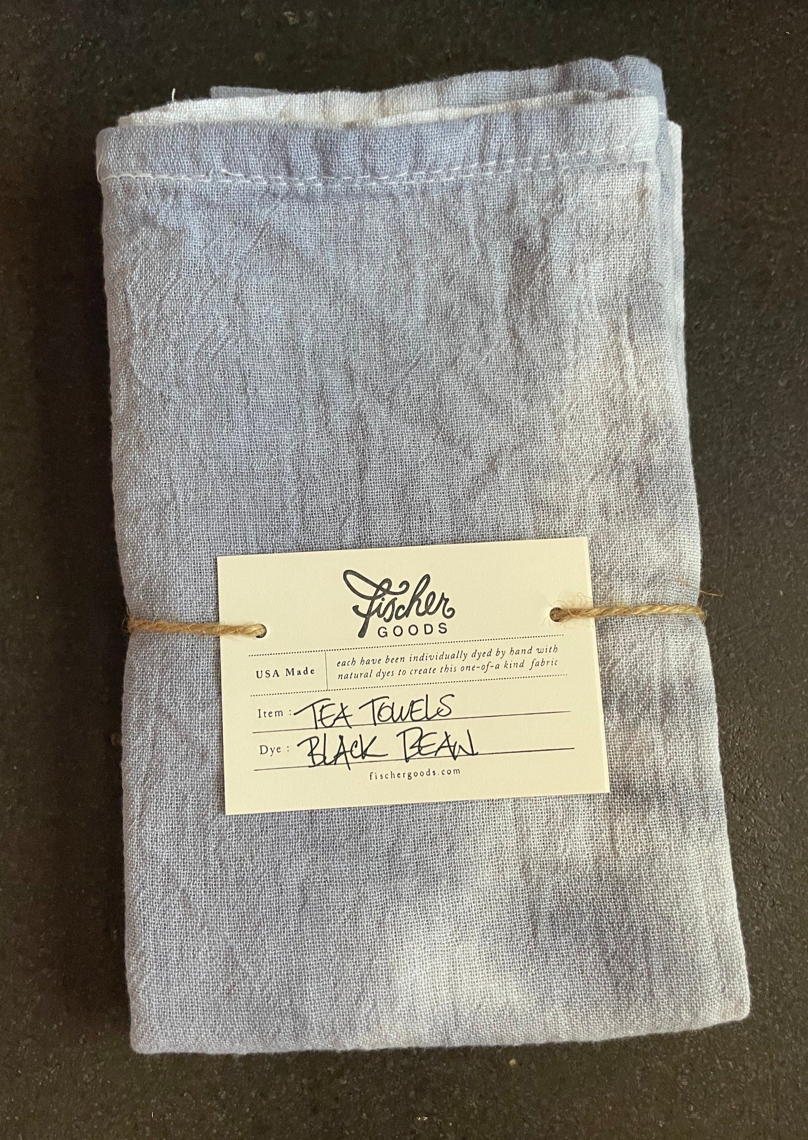 Natural Dyed Tea Towel - Black Beans and Avocado pits