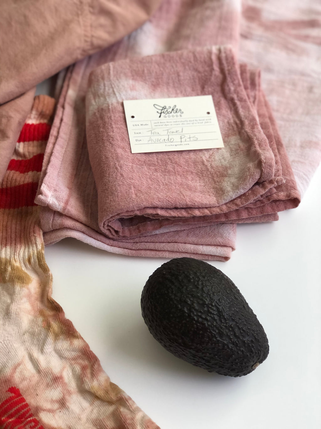 Natural Dyed Tea Towel - Avocado Pits and Skins