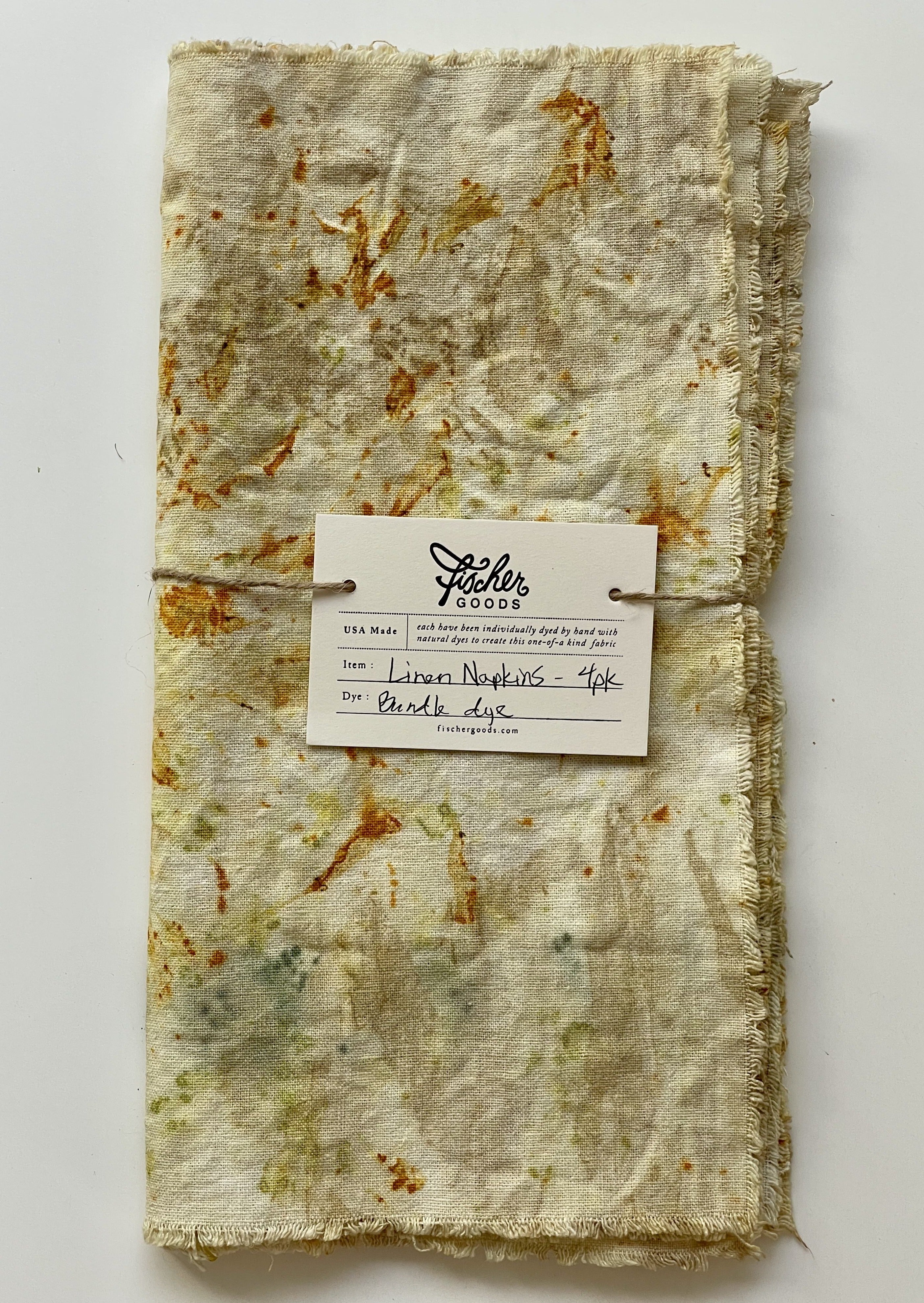 Natural Dye Linen Napkin - Bundle Dye - marigold