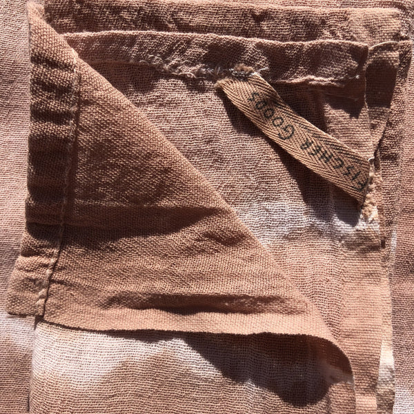Natural Dyed tea Towel - 50% Madder Root, 50% Wattle