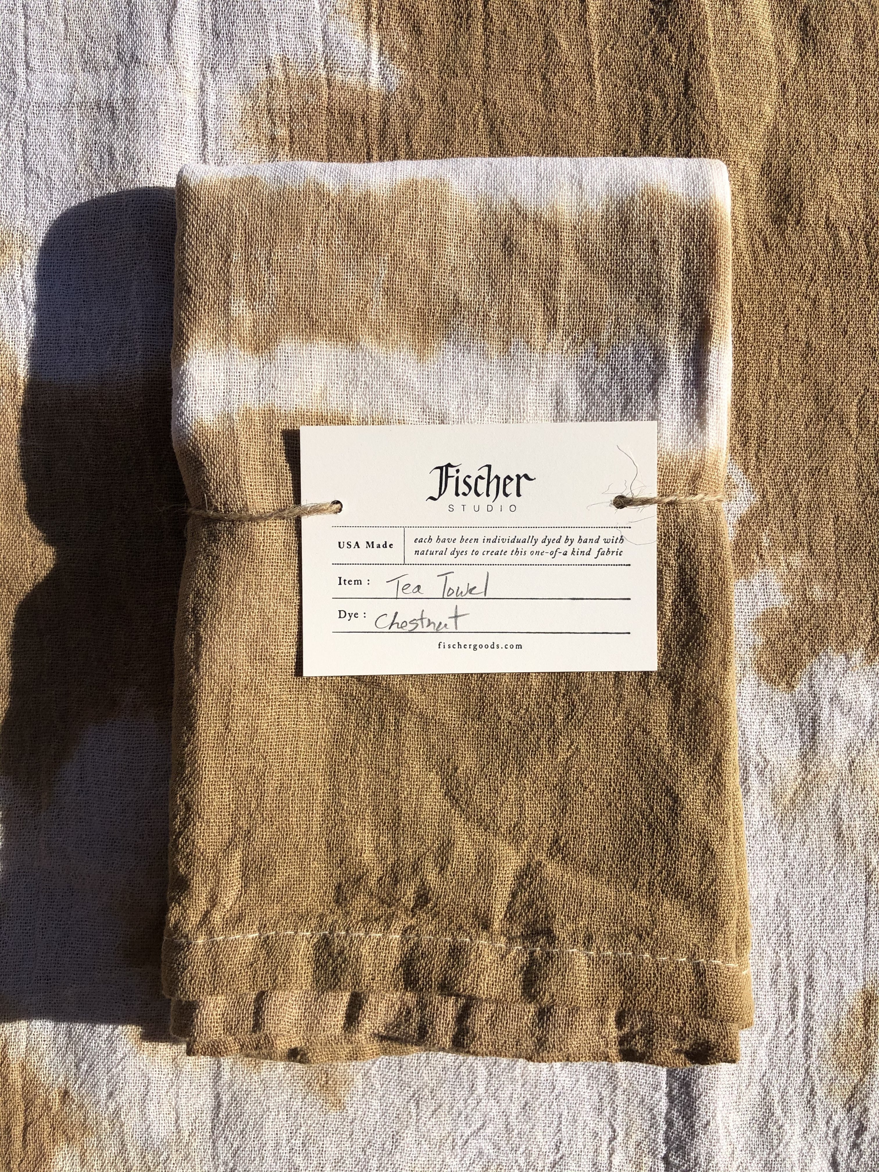 Natural Dyed Tea Towel - Chestnut