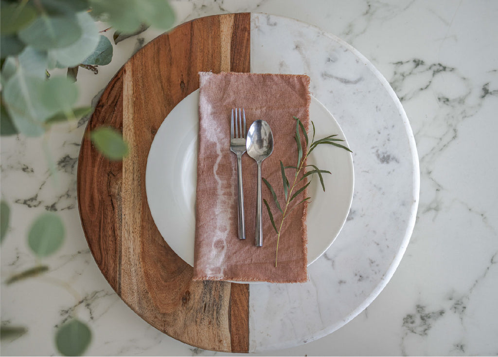 Raw Edge Natural Dye Linen Napkin - Quebracho Rojo