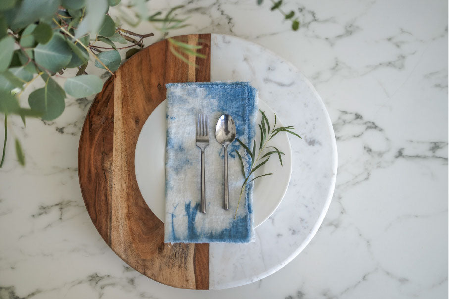Natural Dye Linen Napkin - Organic Indigo